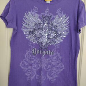 Womens T Shirt Purple Borgata Brand Size Lg Short Sleeved